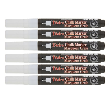 Marvy Uchida Bistro Single White Marker, Extra Fine Tip, PK6 485-C0